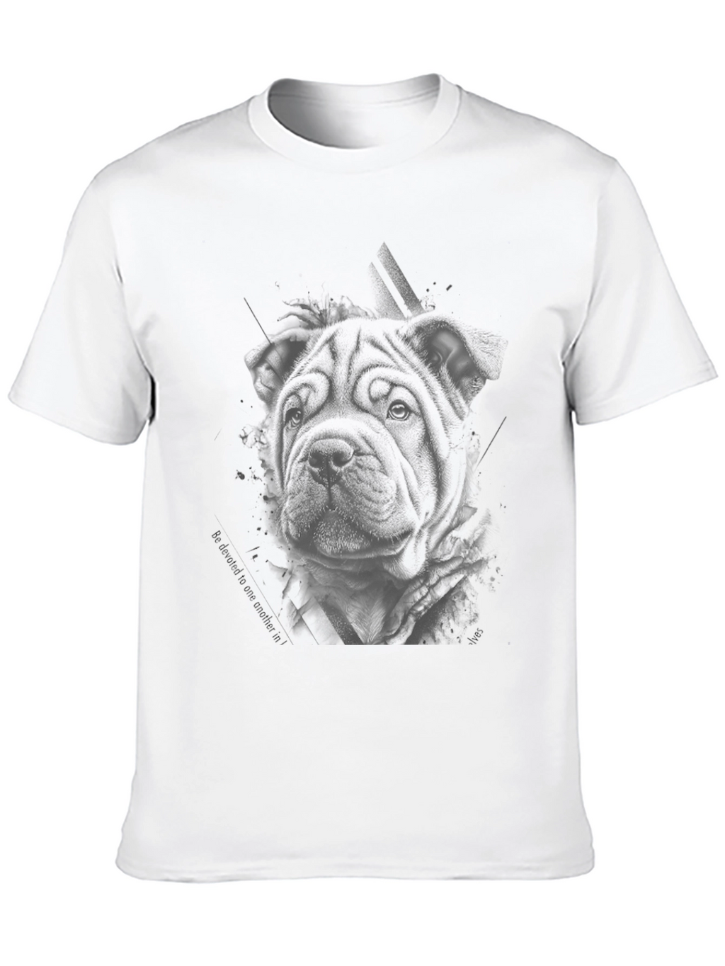Shar Pei Dog Graphic Print T-Shirt - Black
