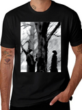 Eerie Black & White Tree Scene Graphic Tee