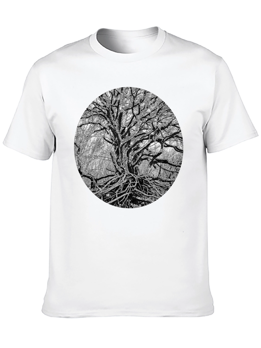 Monochrome Tree Graphic Tee - Nature Inspired Print
