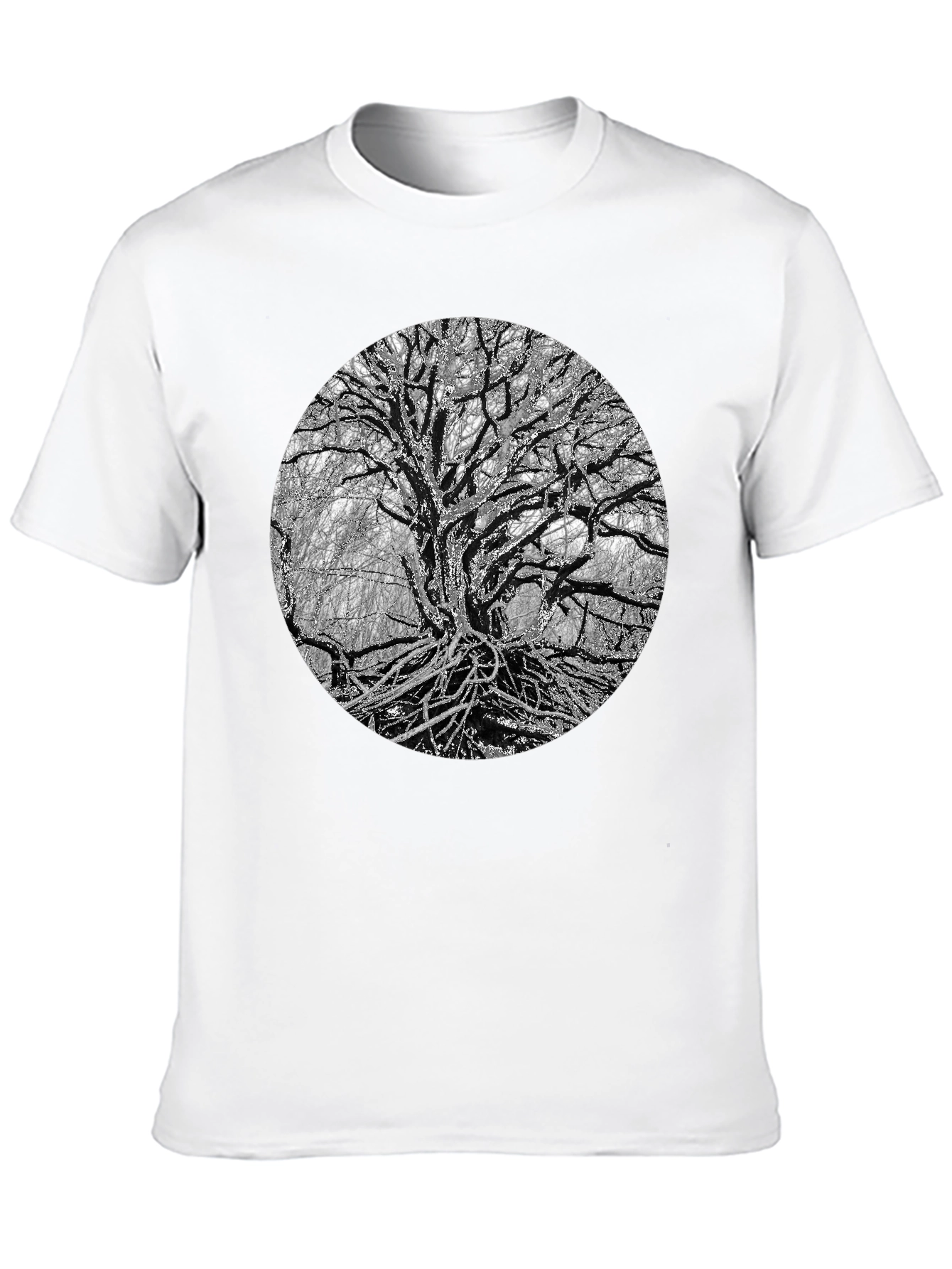 Monochrome Tree Graphic Tee - Nature Inspired Print