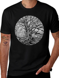 Monochrome Tree Graphic Tee - Nature Inspired Print