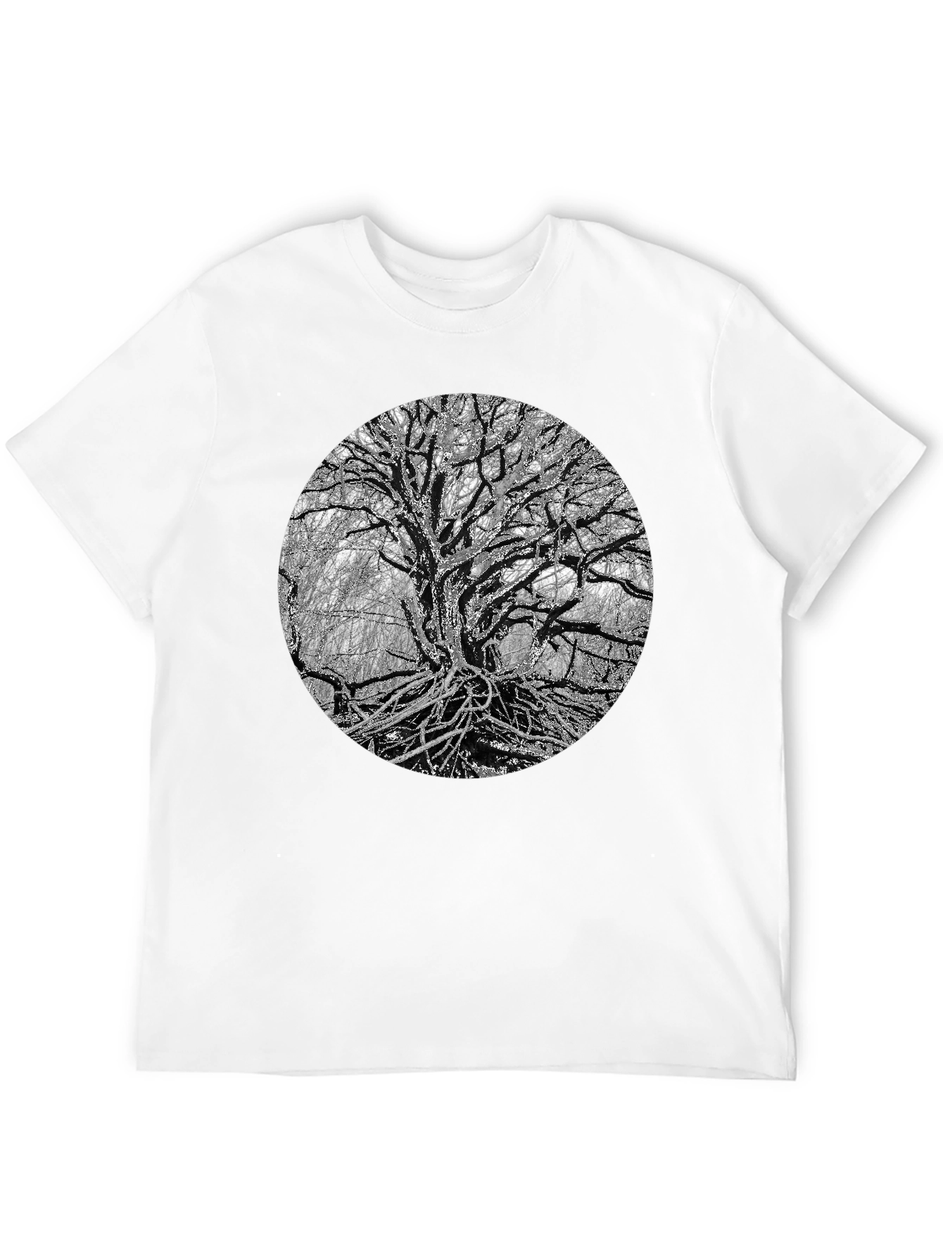 Monochrome Tree Graphic Tee - Nature Inspired Print