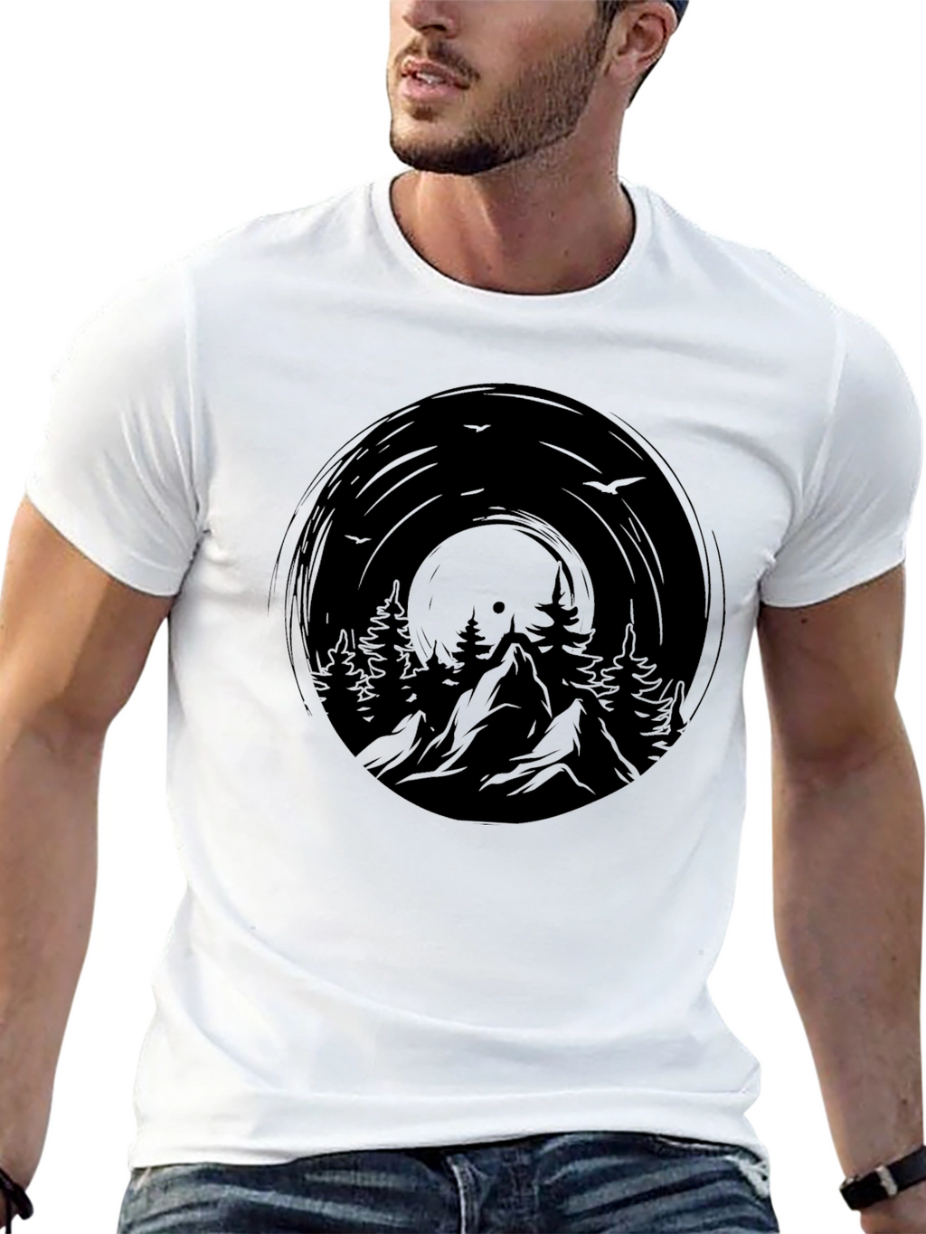 Mountain Vinyl Graphic Tee - Nature Inspired Design