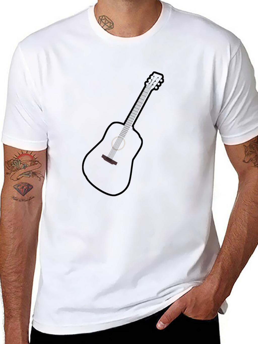 Black Guitar Graphic Tee - Music Lover T-Shirt