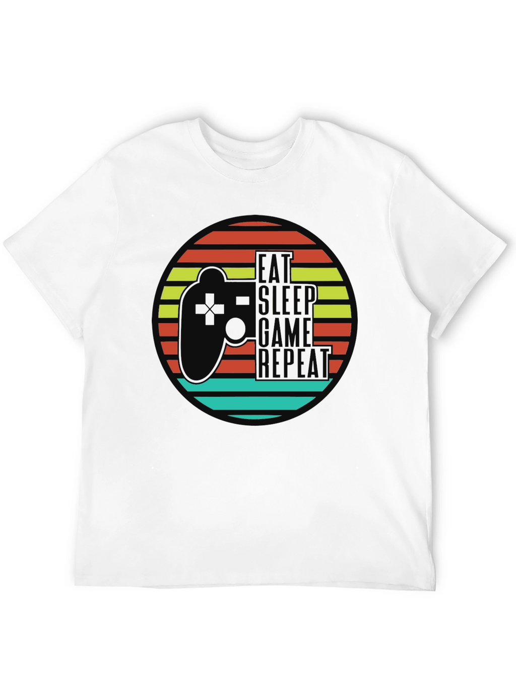 Eat Sleep Game Repeat Black Graphic T-Shirt