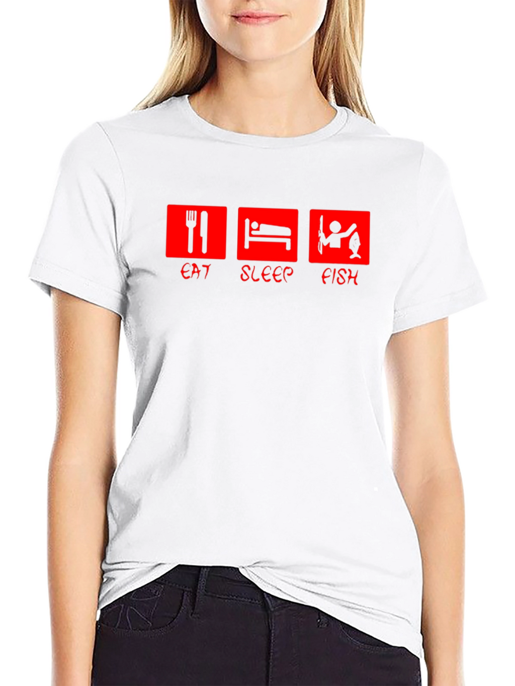 Eat Sleep Fish Graphic Tee - Black Cotton T-Shirt