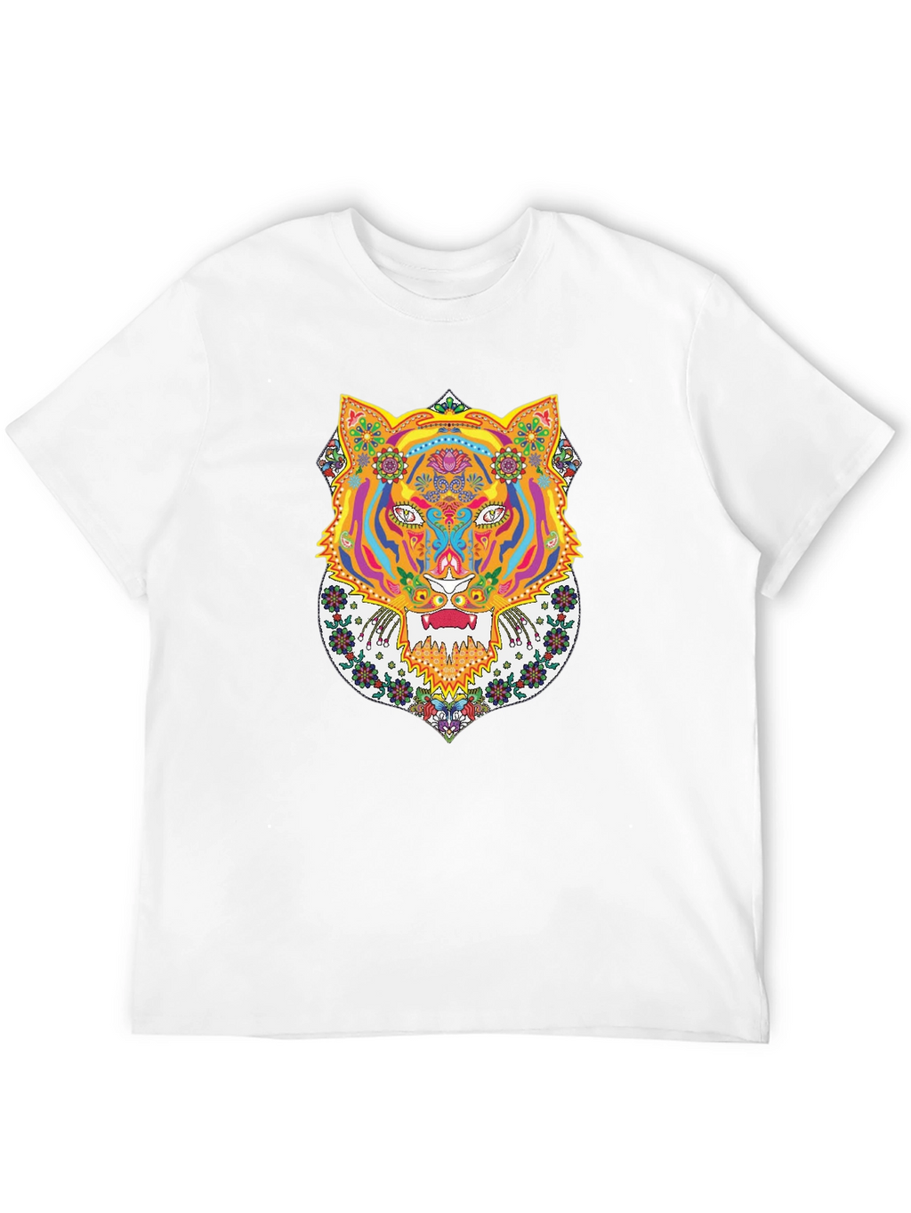 Psychedelic Tiger Graphic Tee - Bold Black T-Shirt