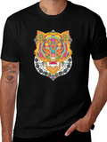 Psychedelic Tiger Graphic Tee - Bold Black T-Shirt