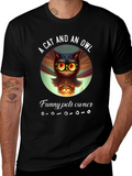 A Cat and an Owl Funny Pets Owner T-Shirt