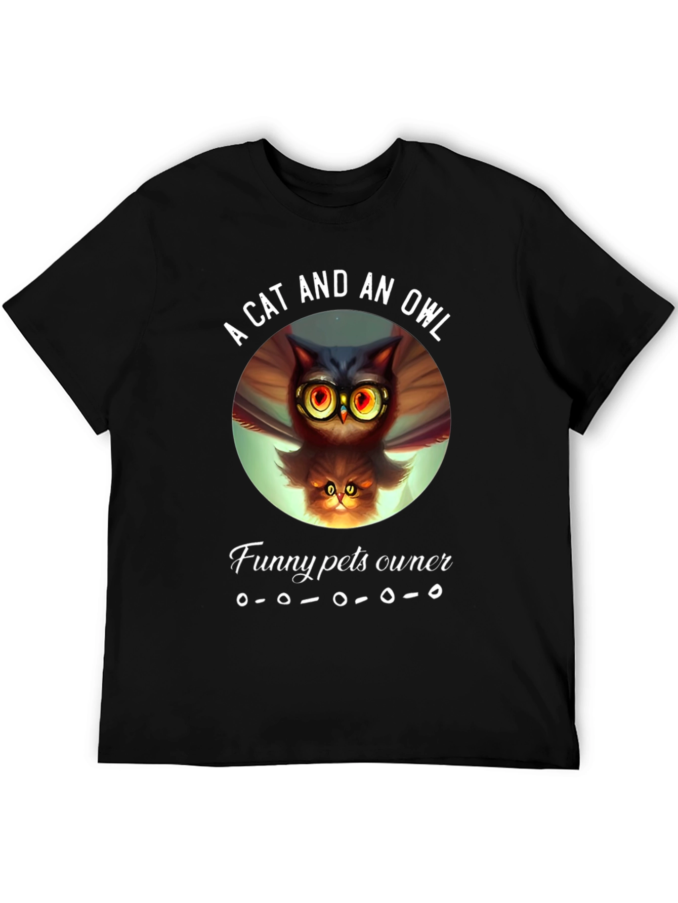 A Cat and an Owl Funny Pets Owner T-Shirt