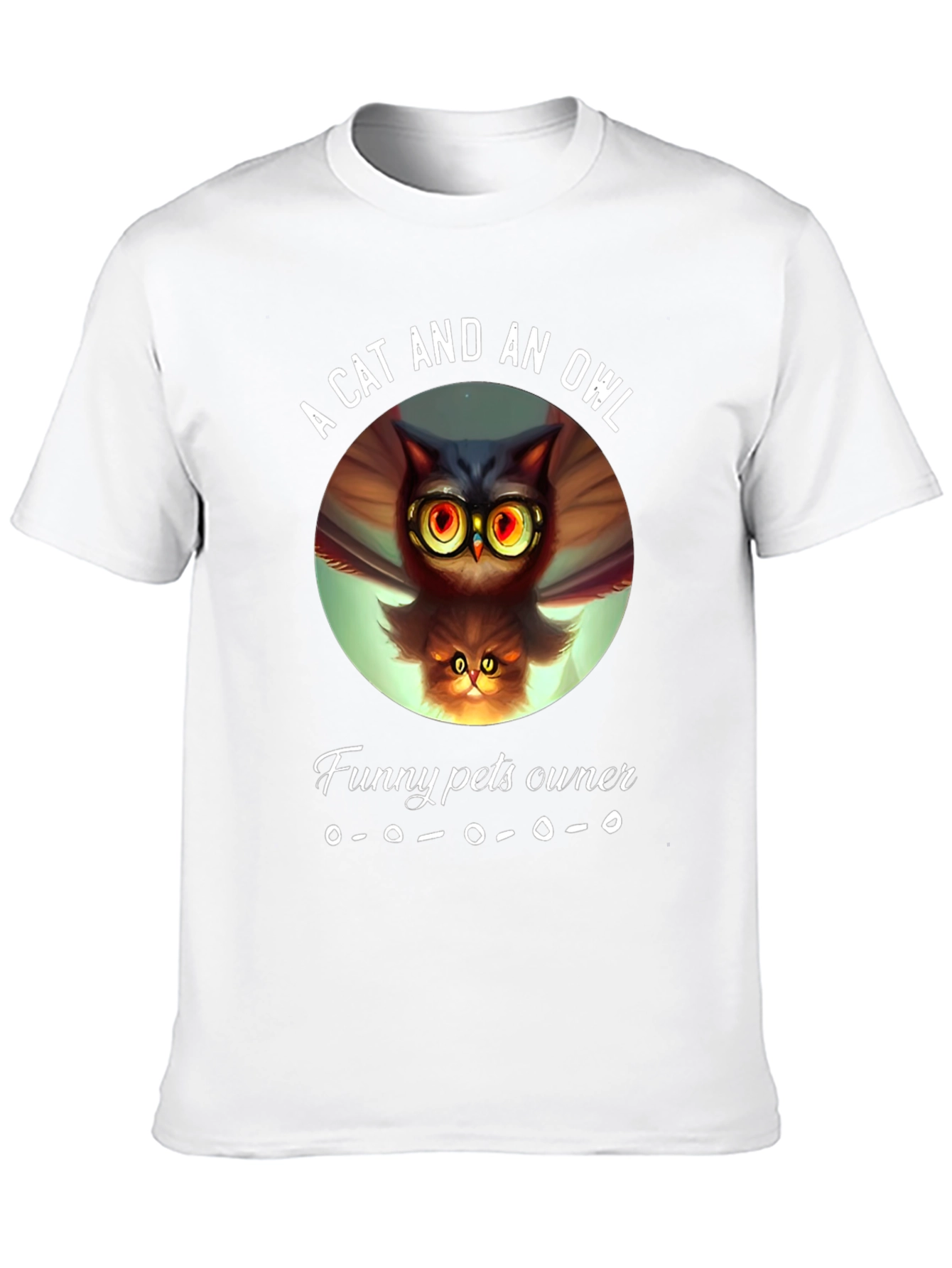 A Cat and an Owl Funny Pets Owner T-Shirt
