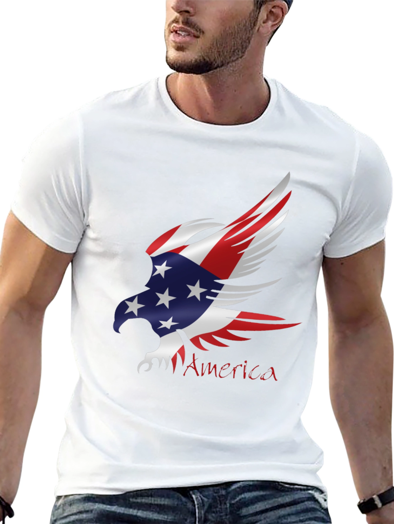Patriotic Eagle USA Flag Graphic T-Shirt