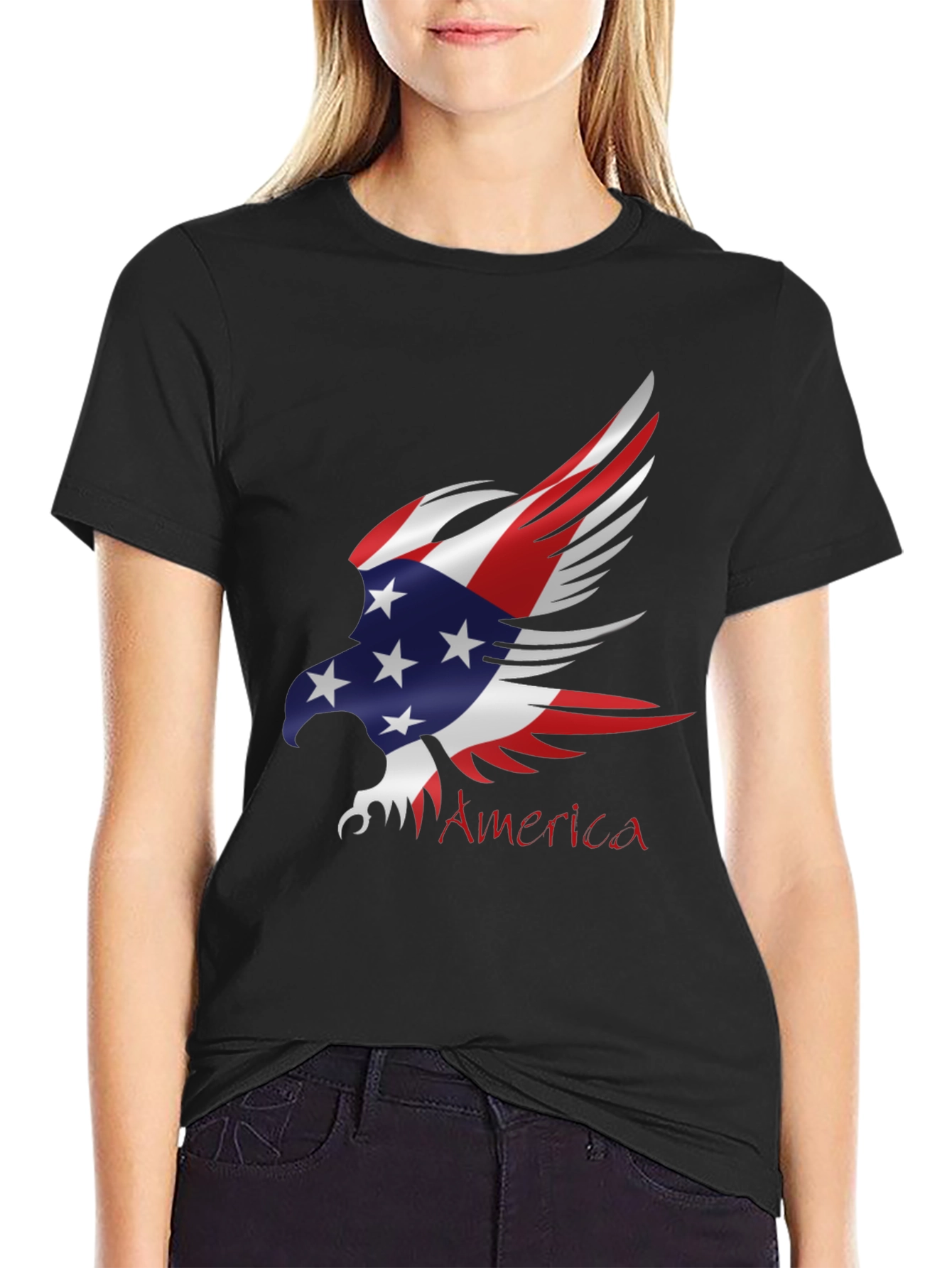 Patriotic Eagle USA Flag Graphic T-Shirt