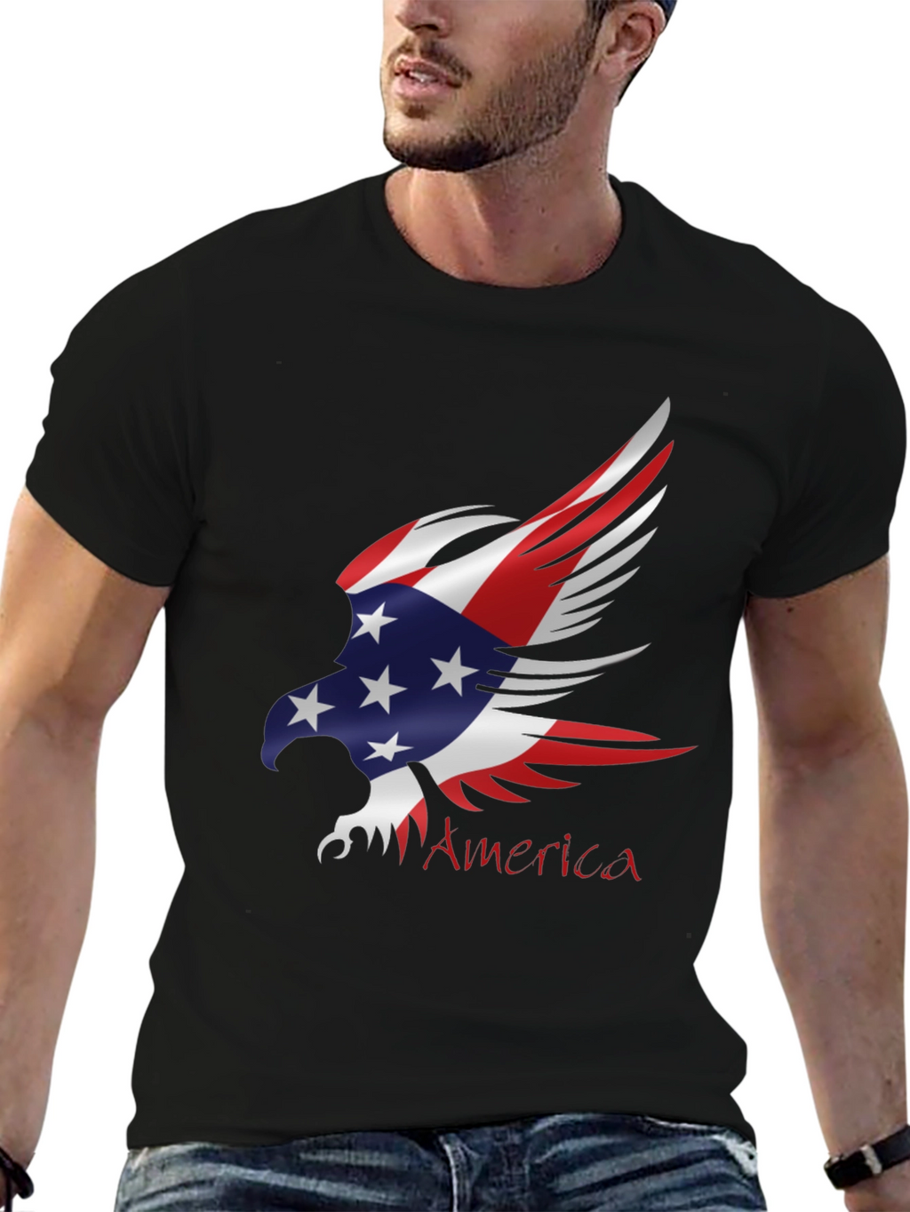 Patriotic Eagle USA Flag Graphic T-Shirt