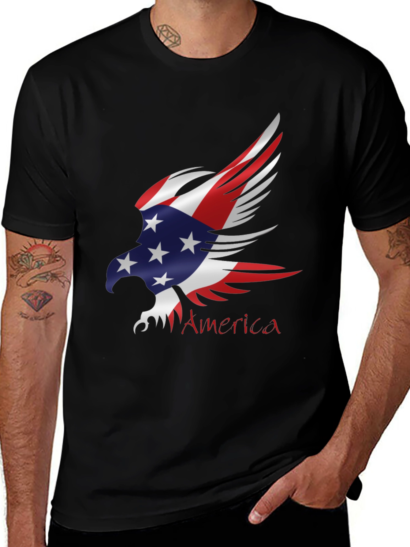 Patriotic Eagle USA Flag Graphic T-Shirt