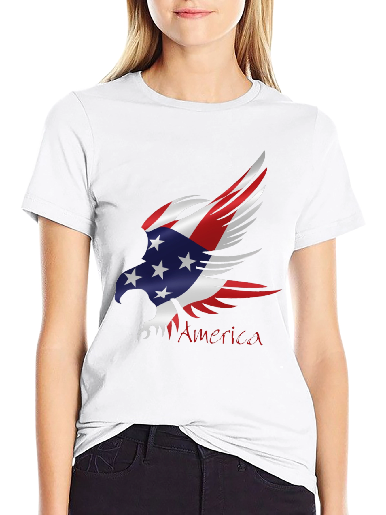 Patriotic Eagle USA Flag Graphic T-Shirt
