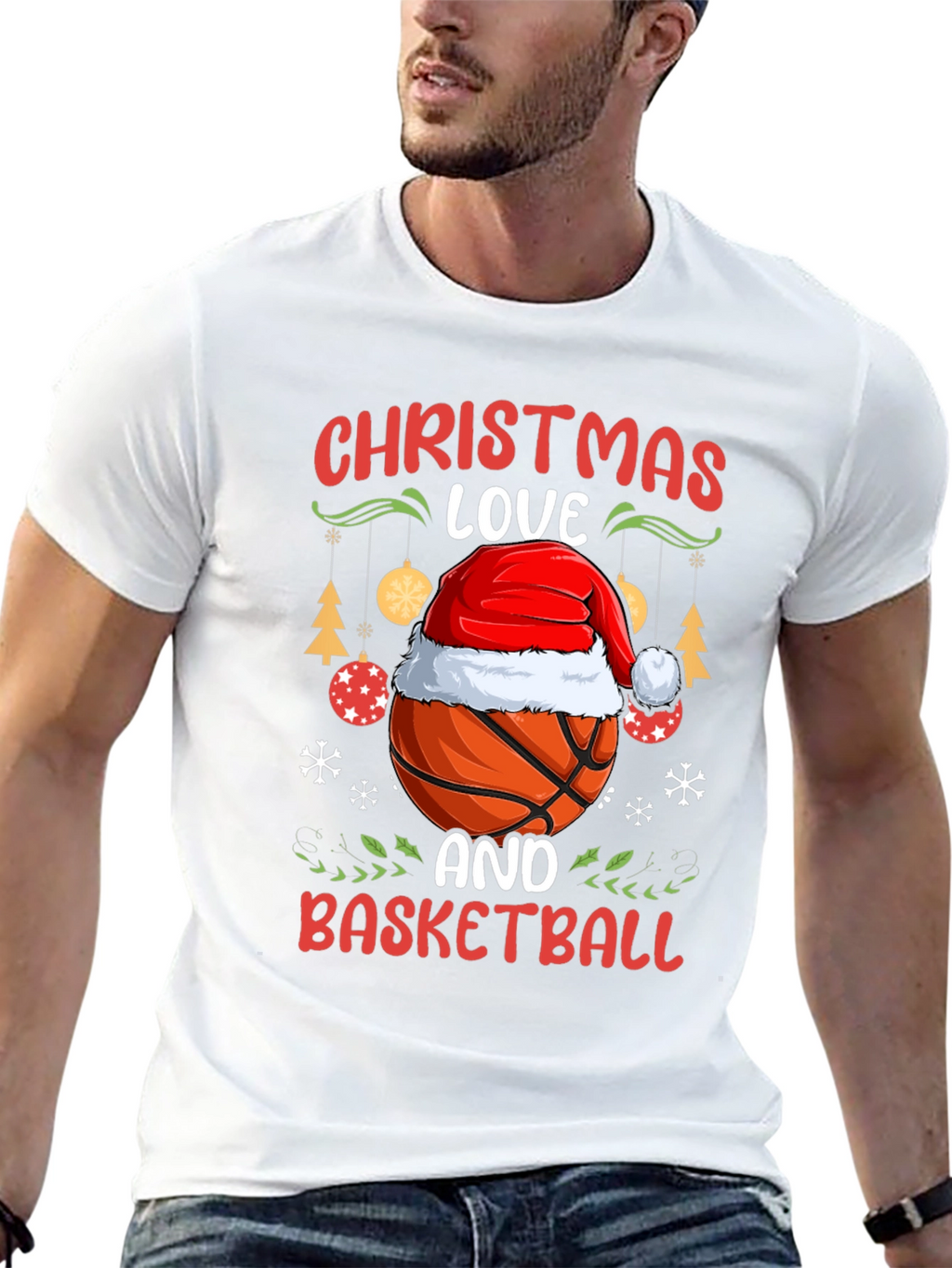 Christmas Love & Basketball Holiday Graphic Tee
