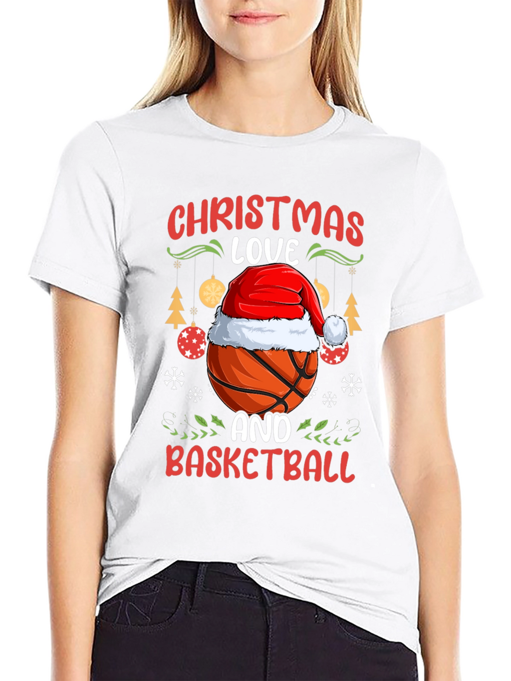 Christmas Love & Basketball Holiday Graphic Tee