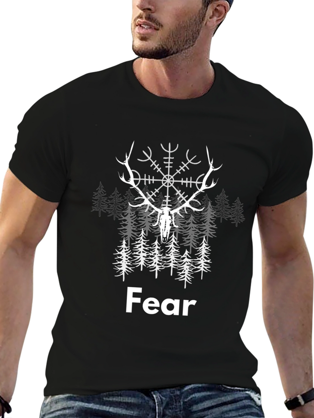 Fear Nordic Deer T-Shirt - Viking Symbol Tee