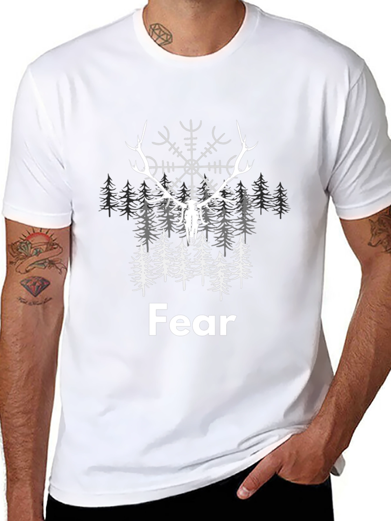 Fear Nordic Deer T-Shirt - Viking Symbol Tee