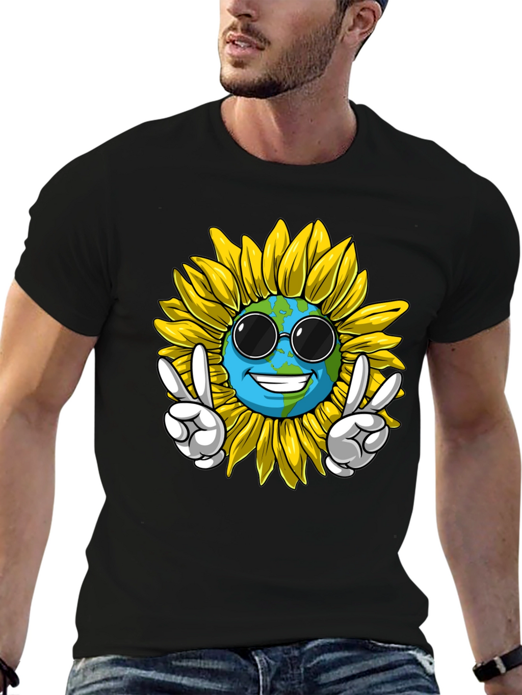 Peace Earth Sunflower Graphic Tee