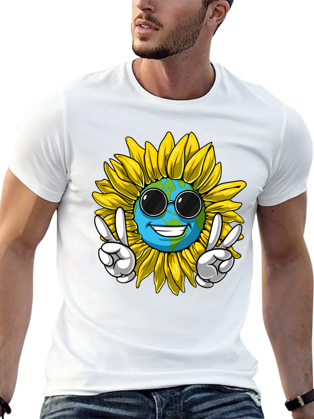 Peace Earth Sunflower Graphic Tee