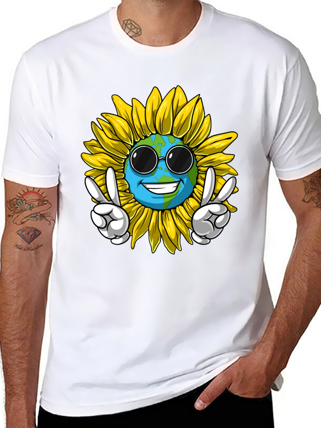 Peace Earth Sunflower Graphic Tee