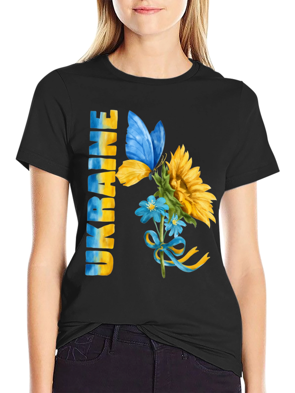 Ukraine Butterfly Sunflower Graphic Tee