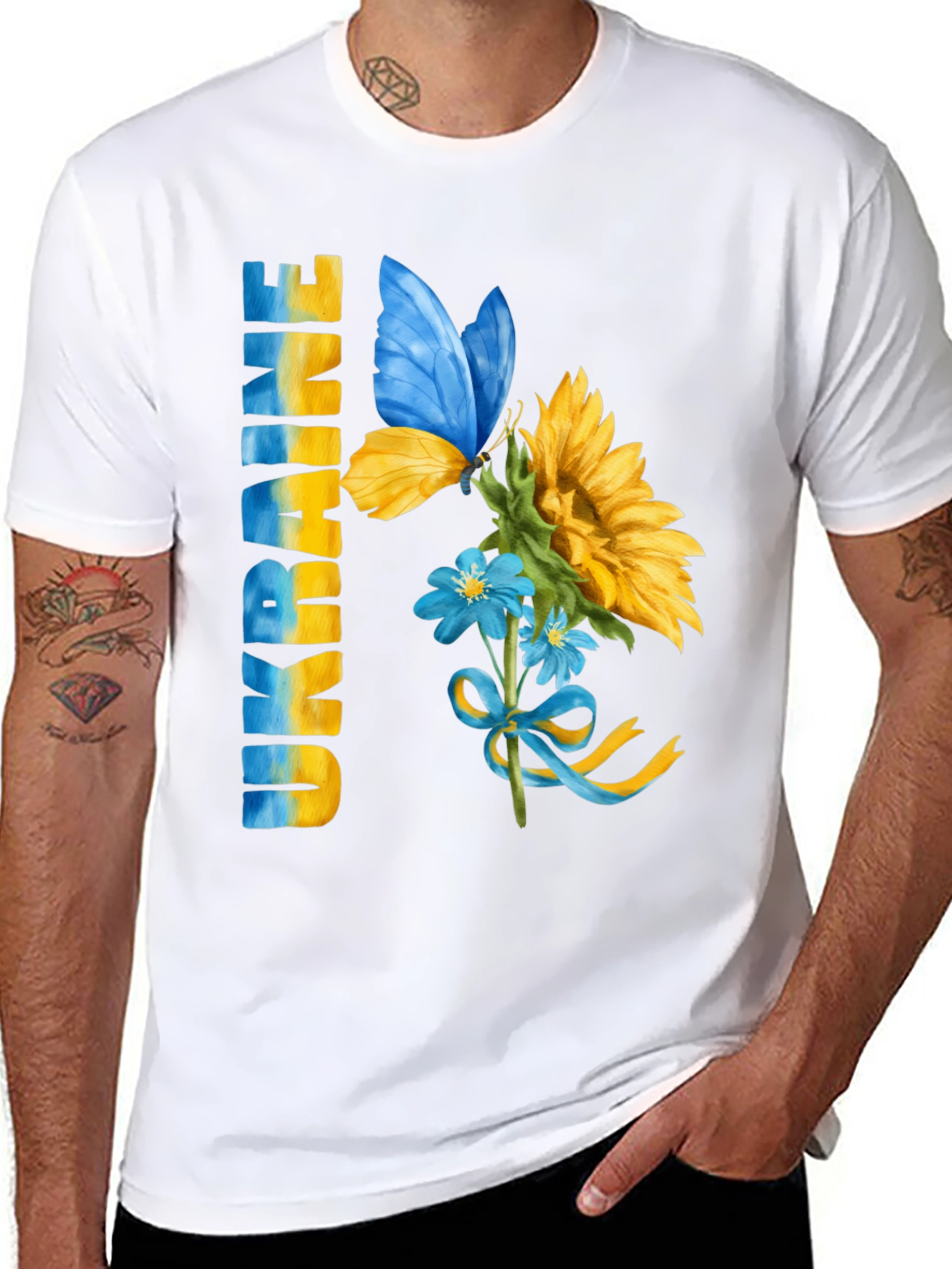 Ukraine Butterfly Sunflower Graphic Tee