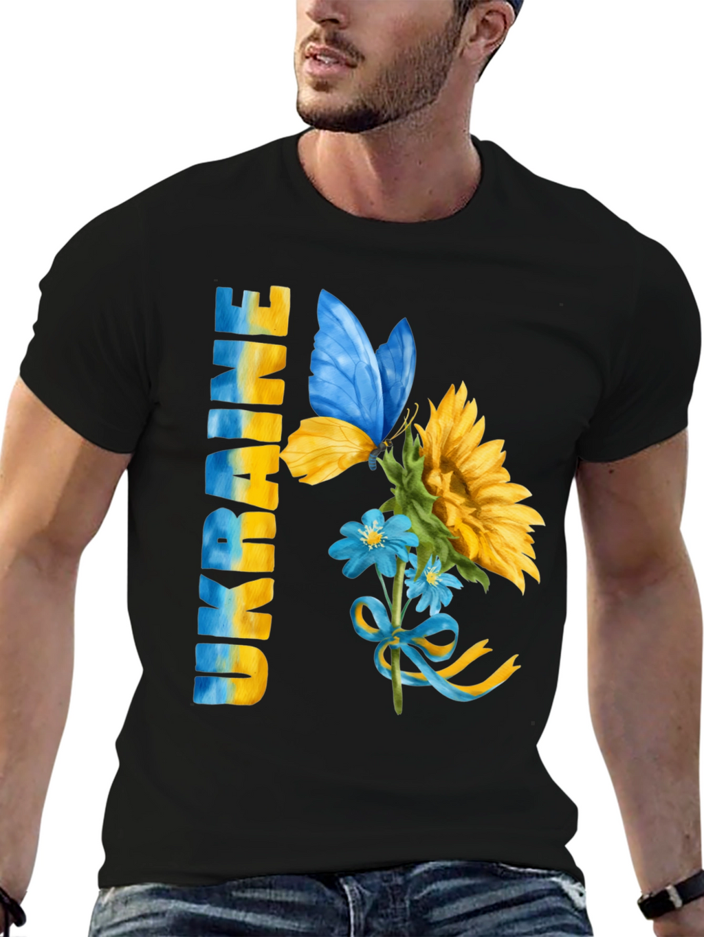 Ukraine Butterfly Sunflower Graphic Tee
