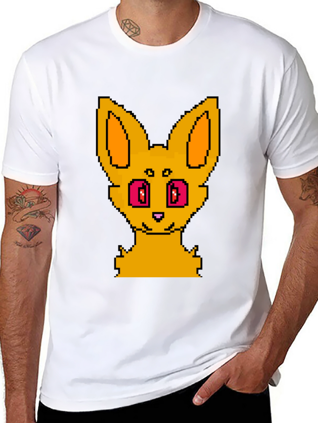Pixel Art Fox Graphic Tee - Unisex Black T-Shirt
