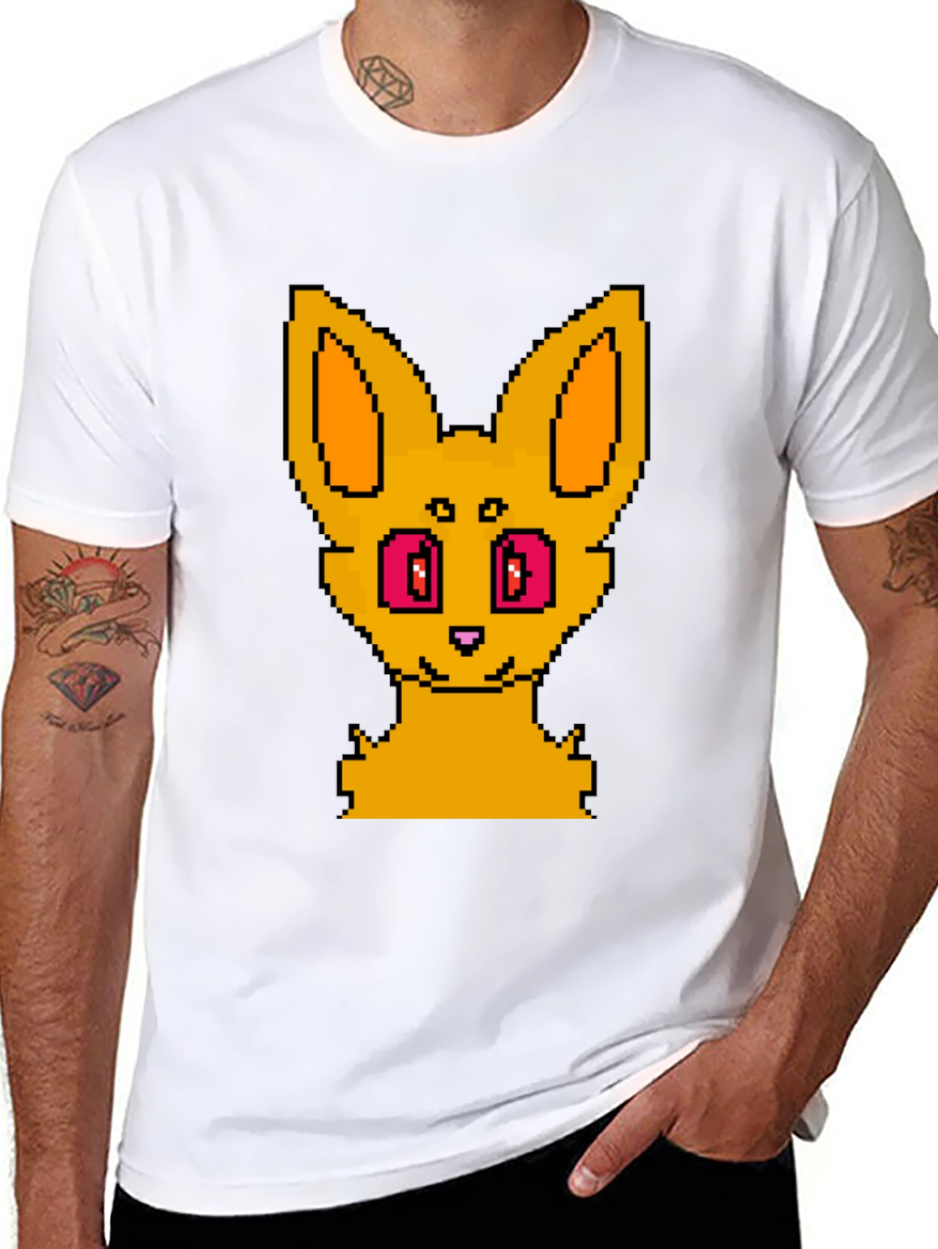 Pixel Art Fox Graphic Tee - Unisex Black T-Shirt