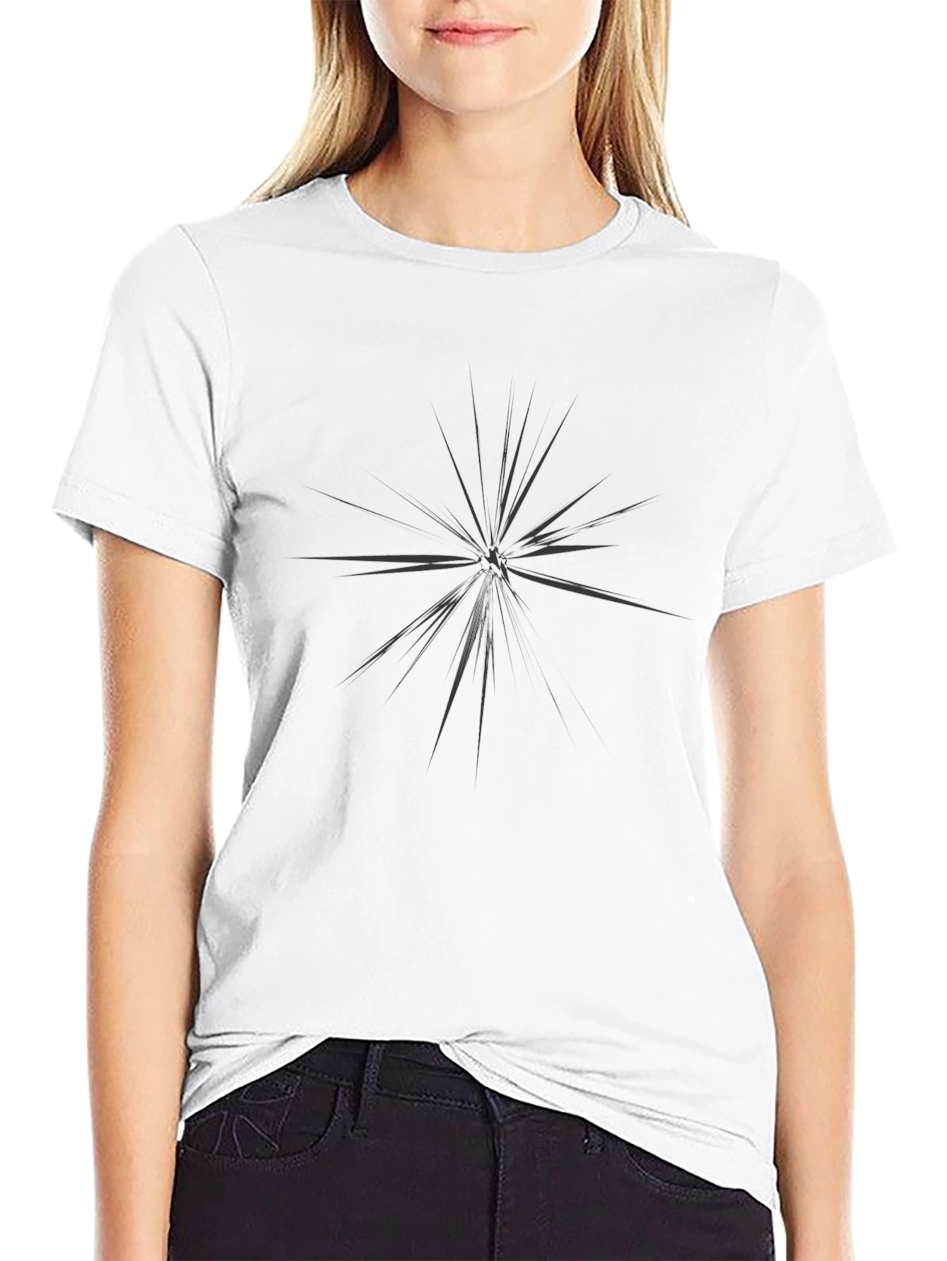 Mens Black Starburst Graphic Tee - Casual Style