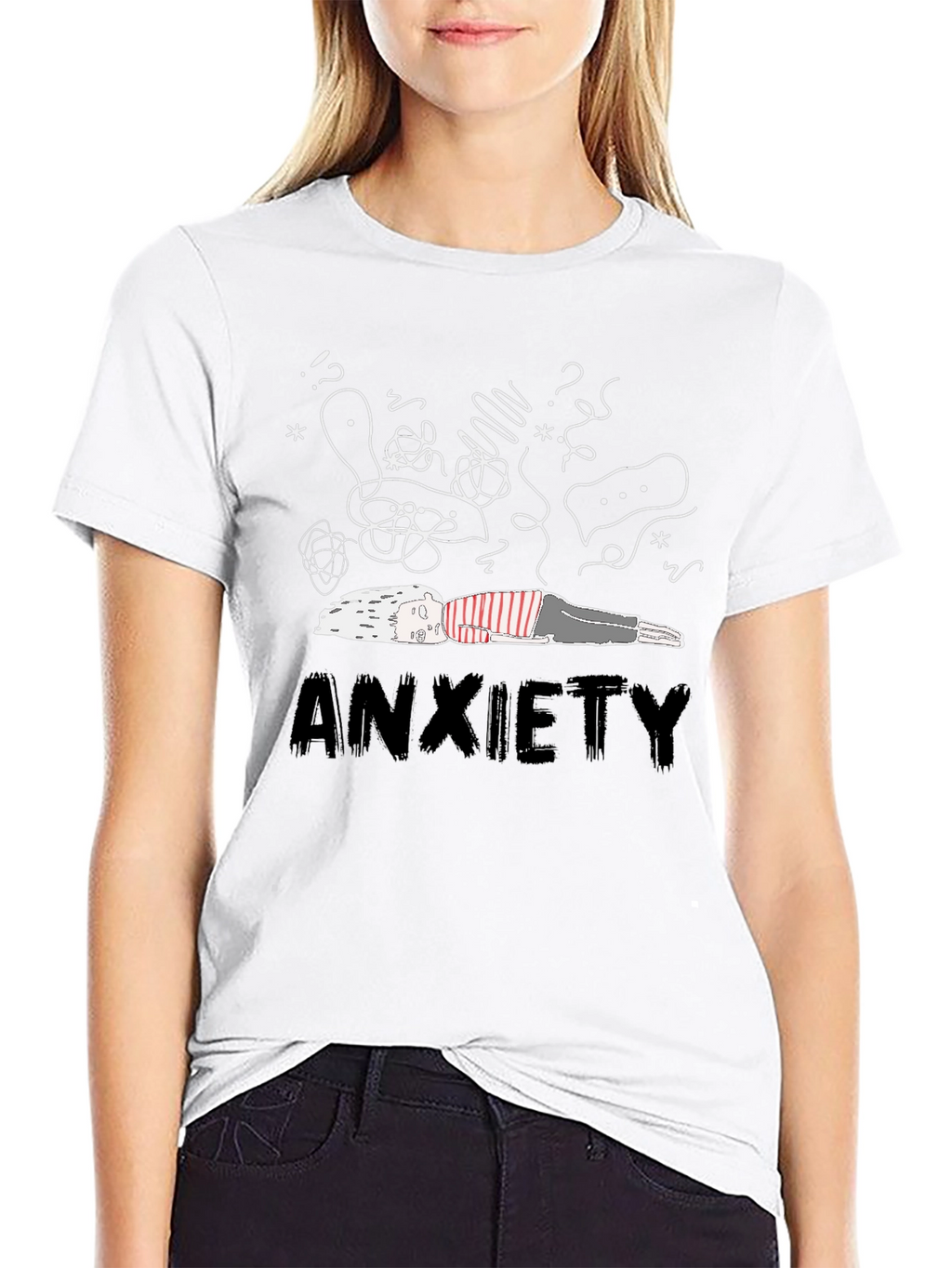 Anxiety Graphic Tee - Unisex Black Cotton T-Shirt