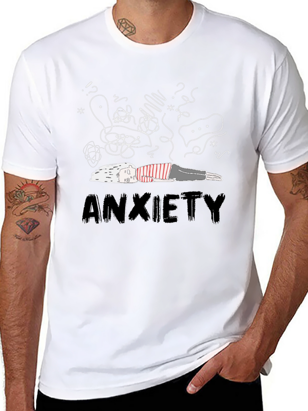 Anxiety Graphic Tee - Unisex Black Cotton T-Shirt