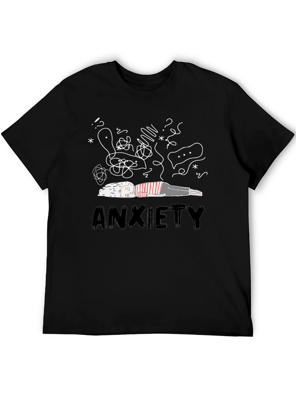 Anxiety Graphic Tee - Unisex Black Cotton T-Shirt