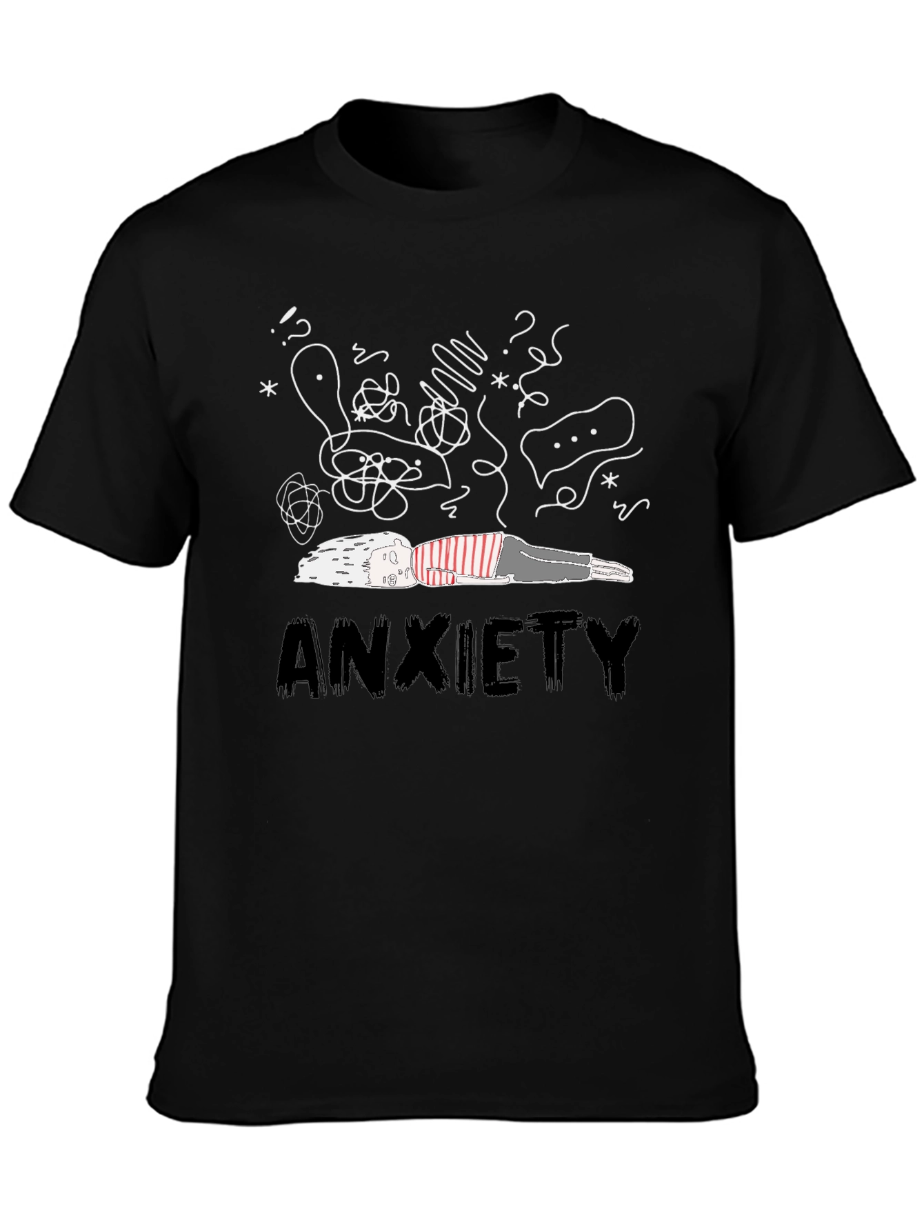 Anxiety Graphic Tee - Unisex Black Cotton T-Shirt