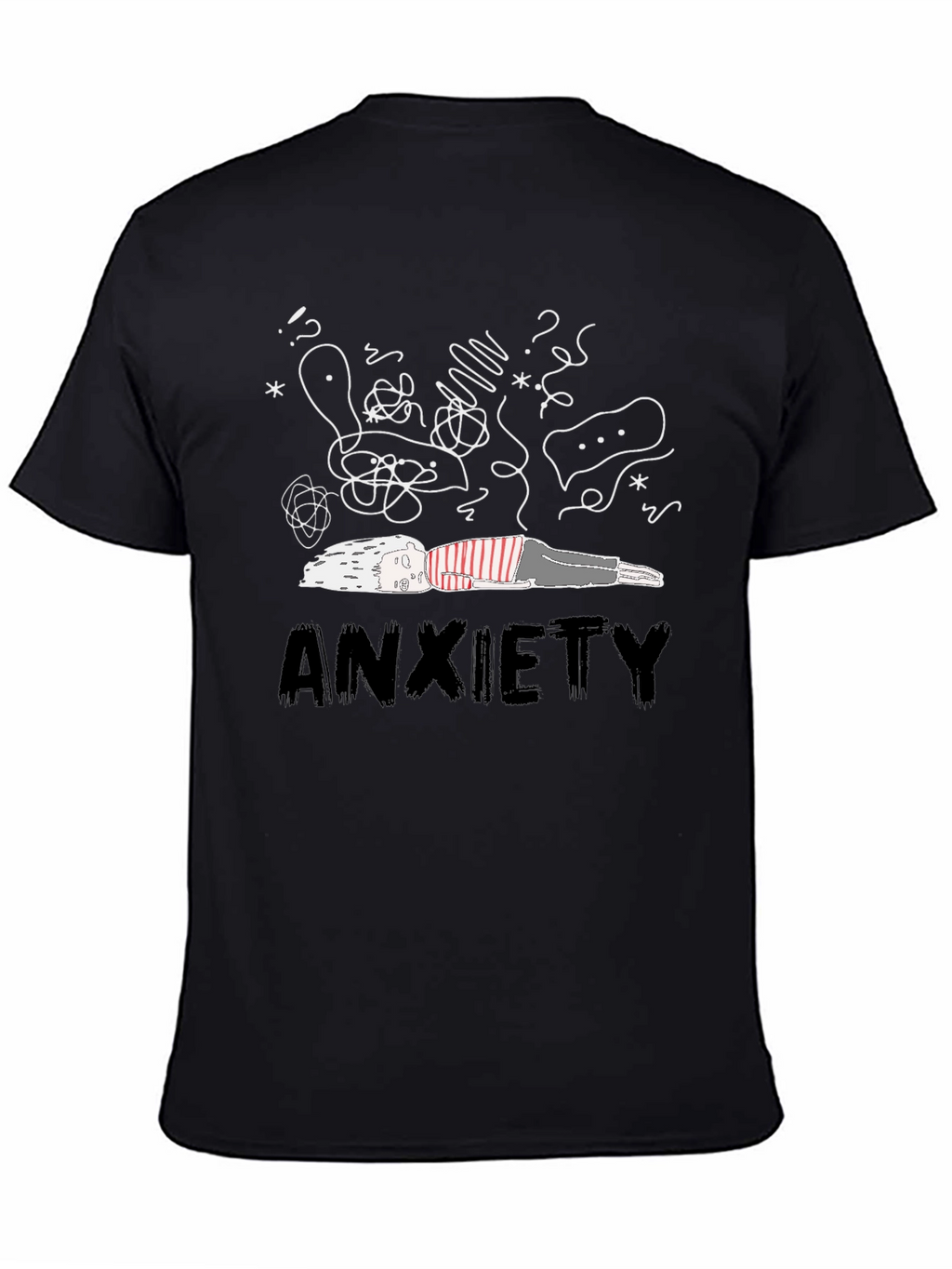 Anxiety Graphic Tee - Unisex Black Cotton T-Shirt