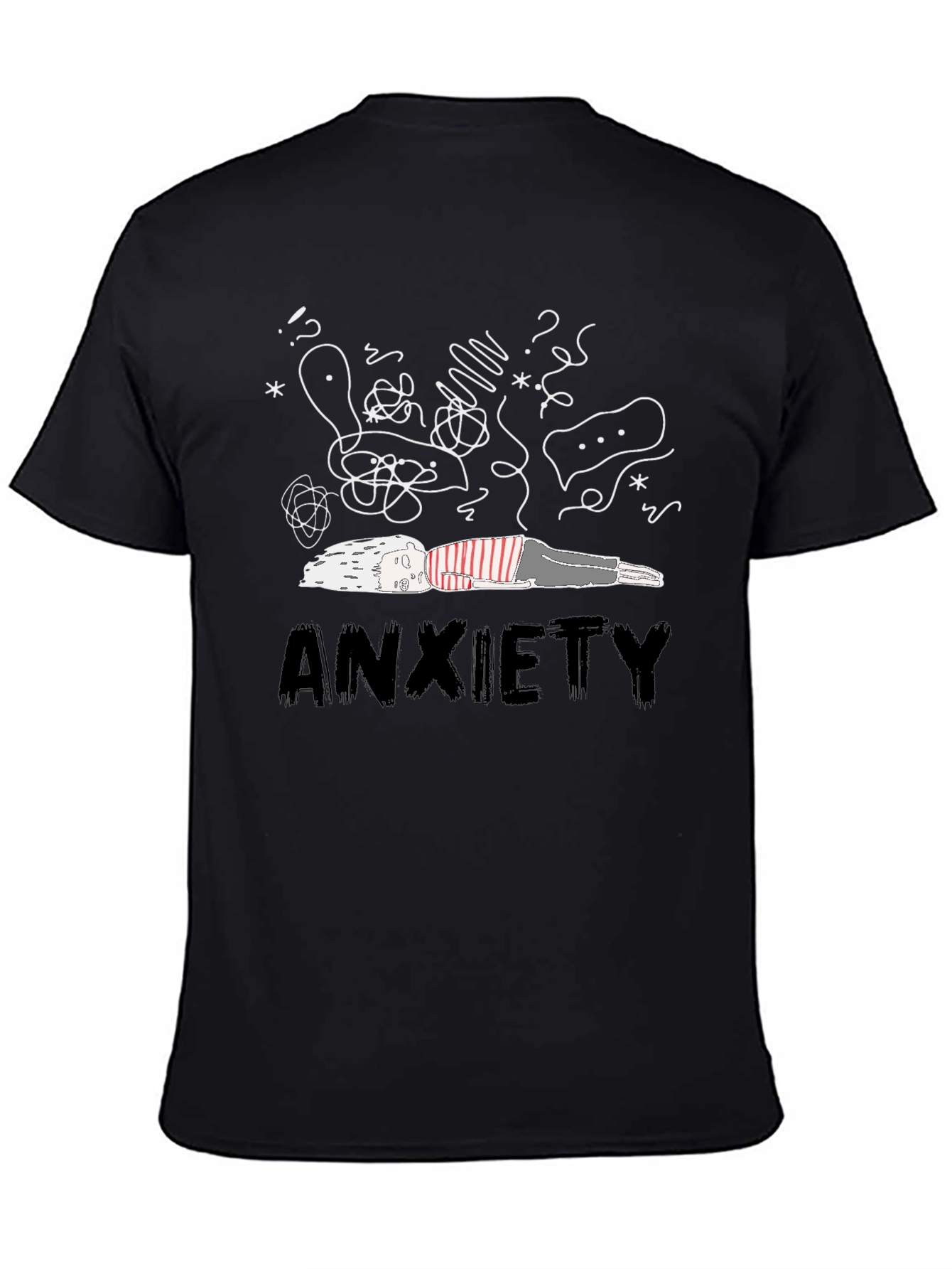 Anxiety Graphic Tee - Unisex Black Cotton T-Shirt