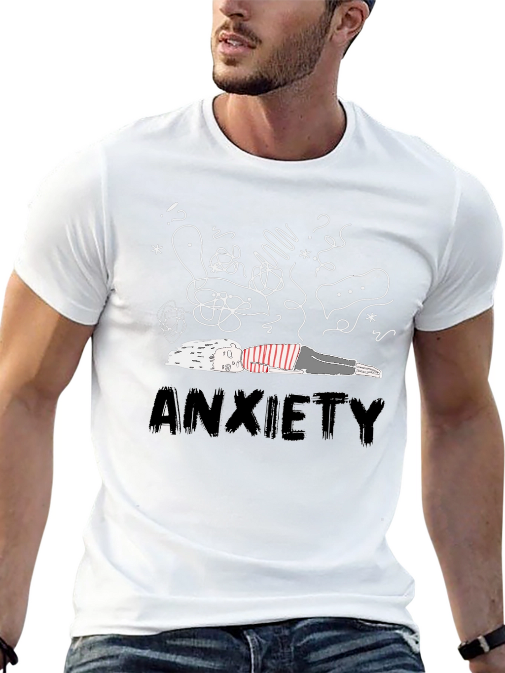Anxiety Graphic Tee - Unisex Black Cotton T-Shirt