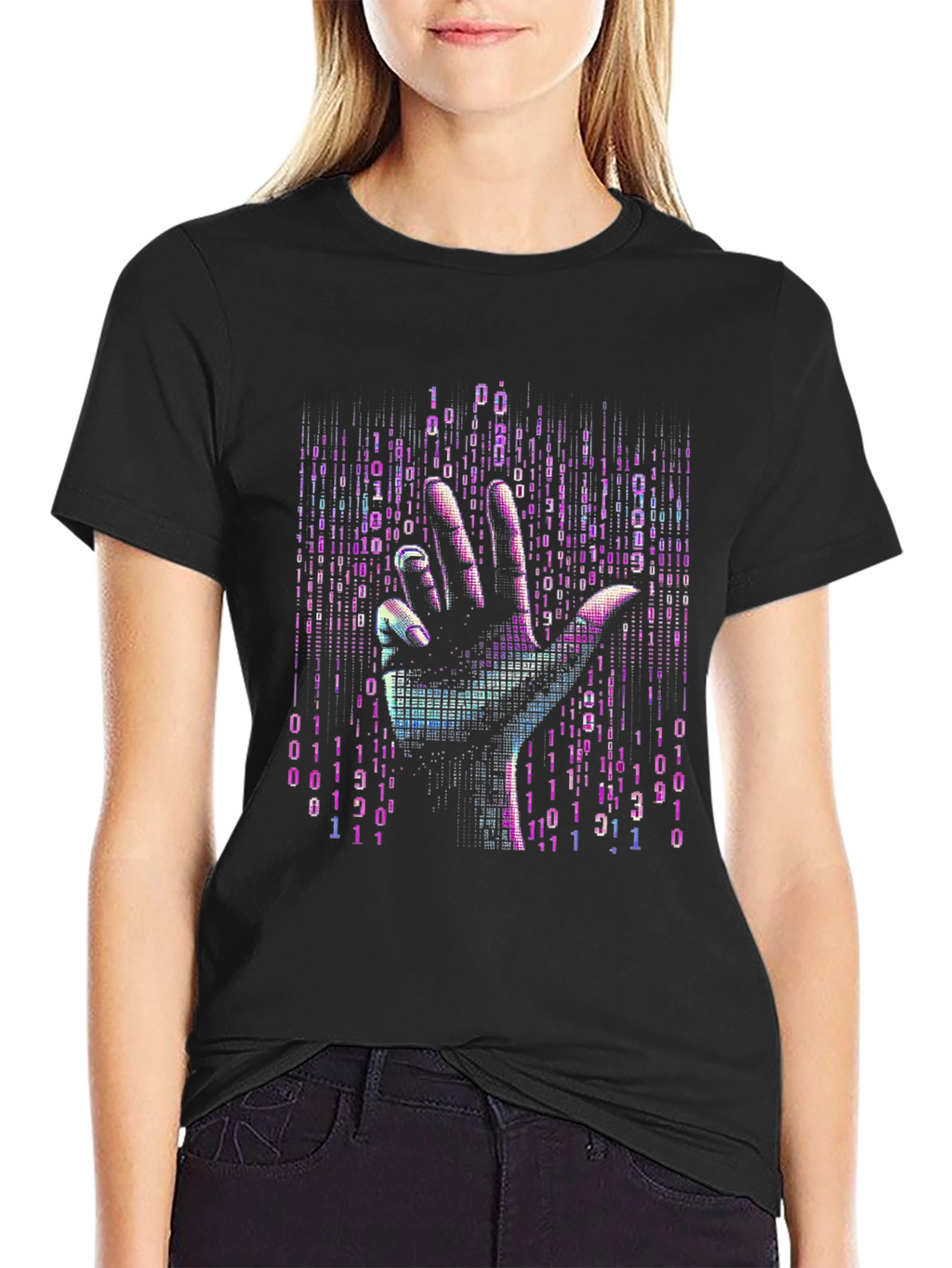 Binary Code Hand T-Shirt - Unique Tech Style