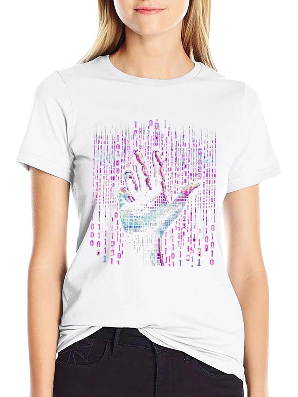 Binary Code Hand T-Shirt - Unique Tech Style