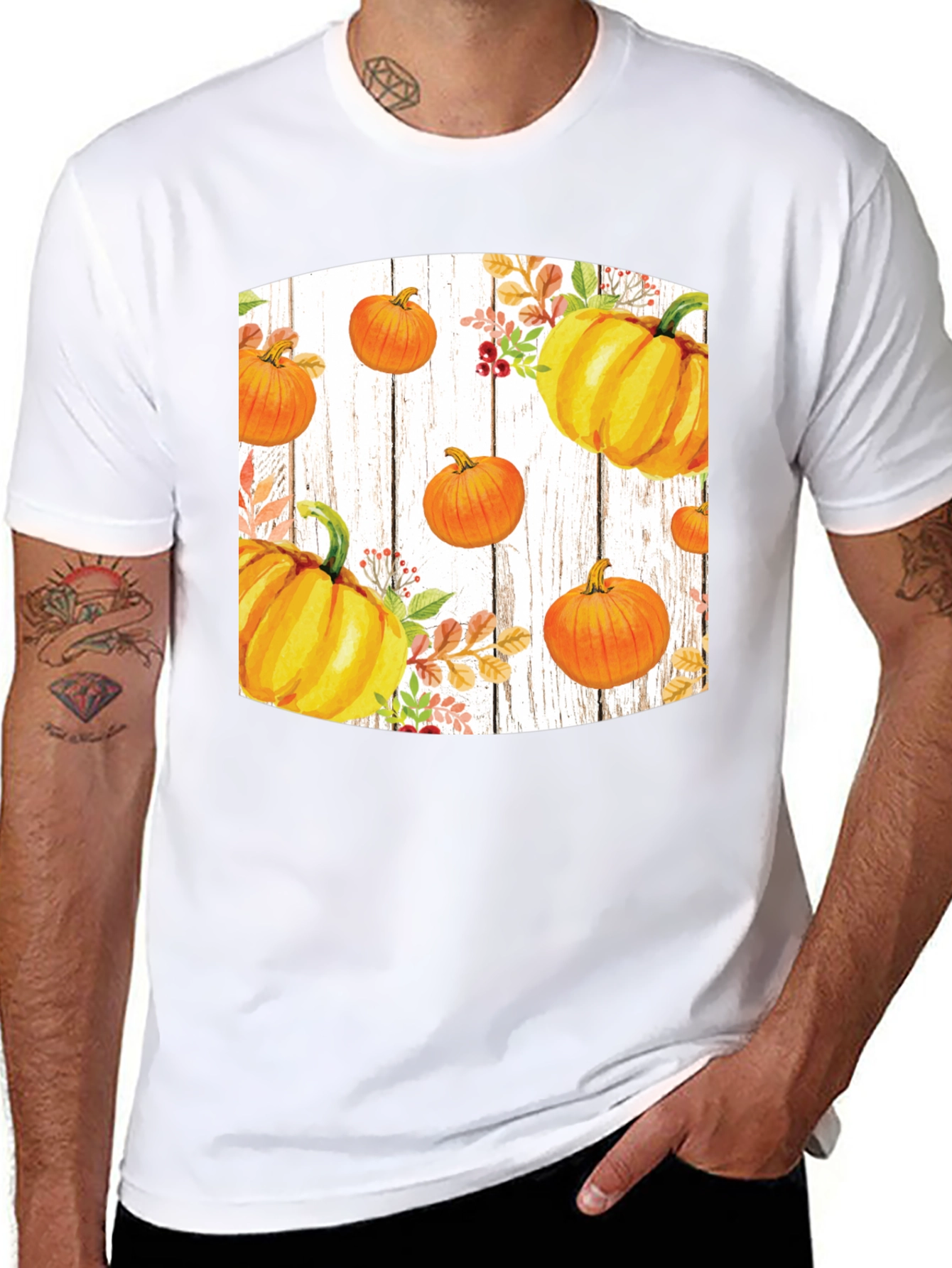 Fall Harvest Pumpkin Graphic Tee - Black
