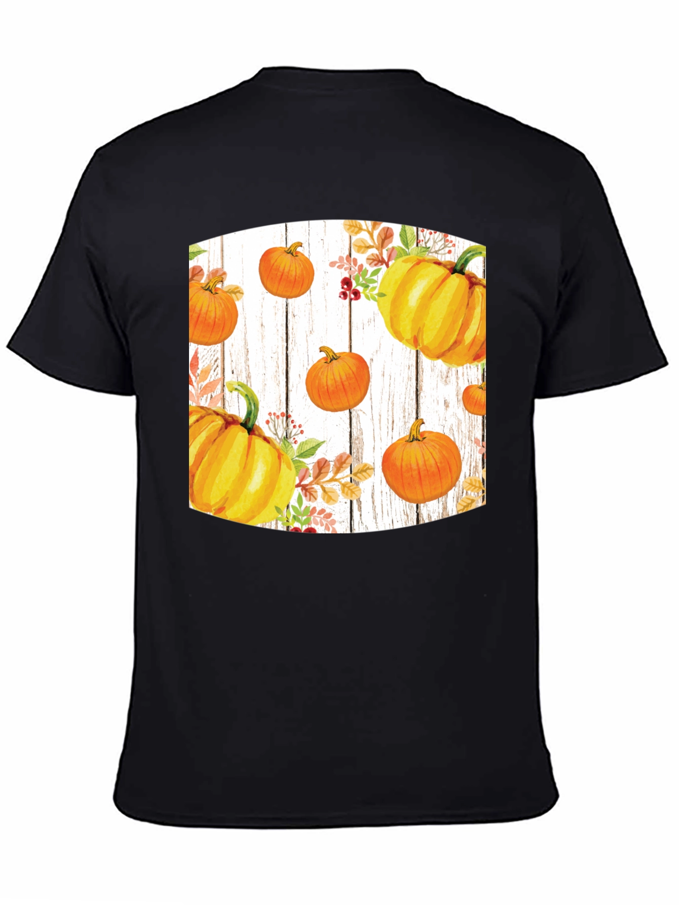 Fall Harvest Pumpkin Graphic Tee - Black