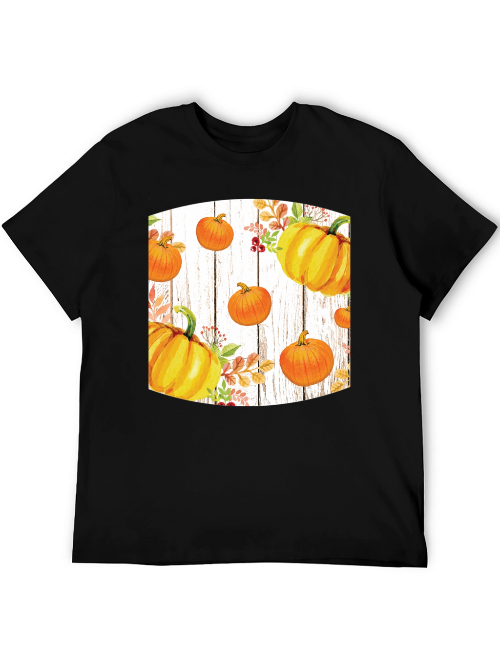 Fall Harvest Pumpkin Graphic Tee - Black