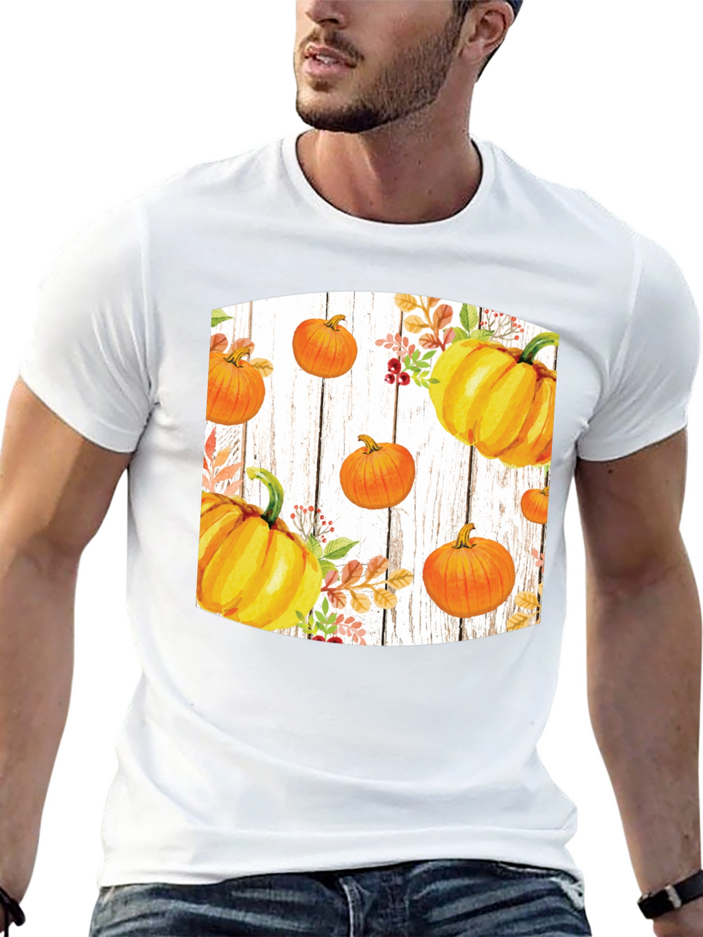 Fall Harvest Pumpkin Graphic Tee - Black