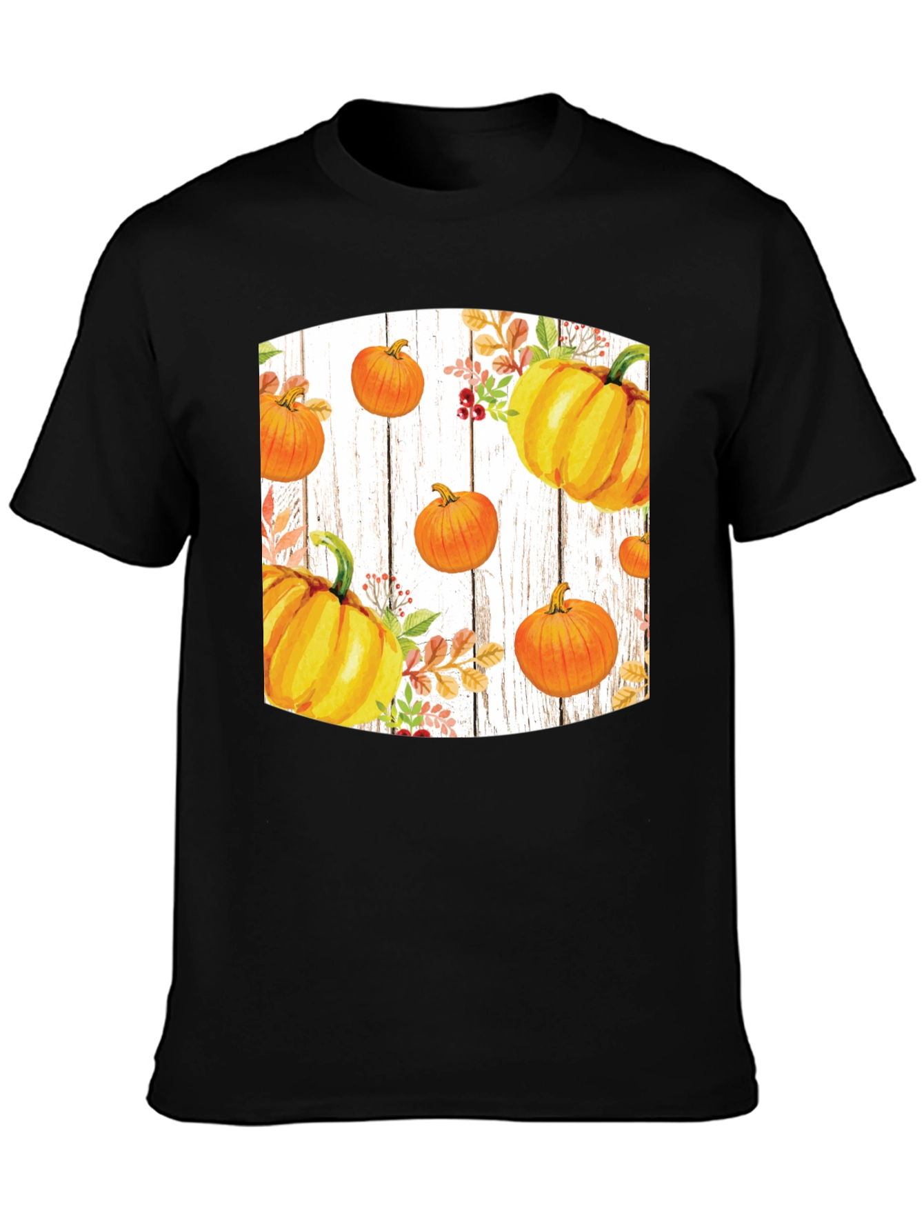 Fall Harvest Pumpkin Graphic Tee - Black