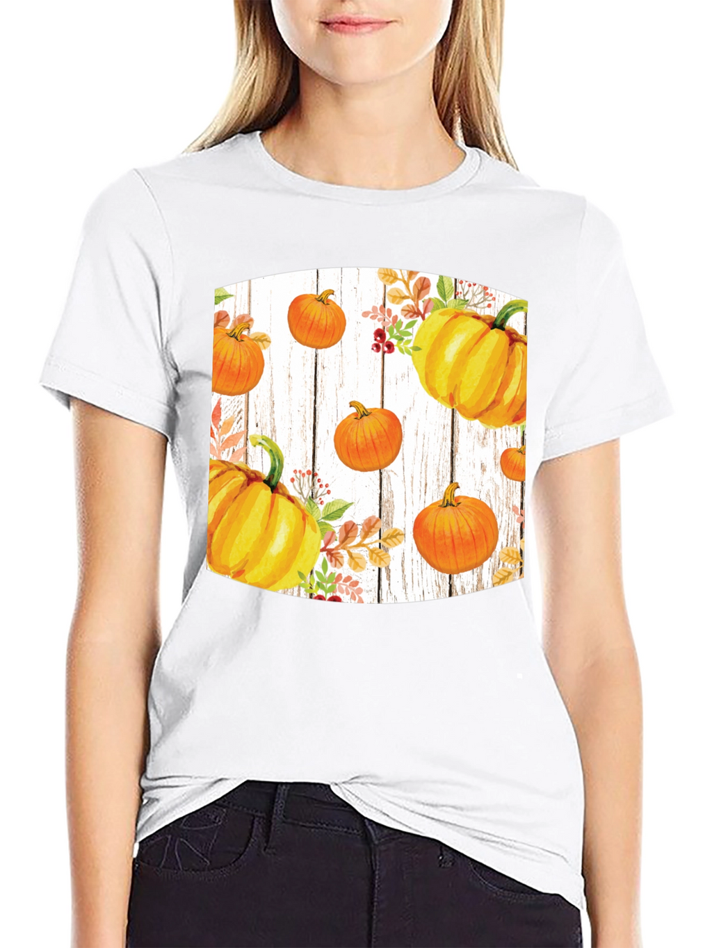 Fall Harvest Pumpkin Graphic Tee - Black
