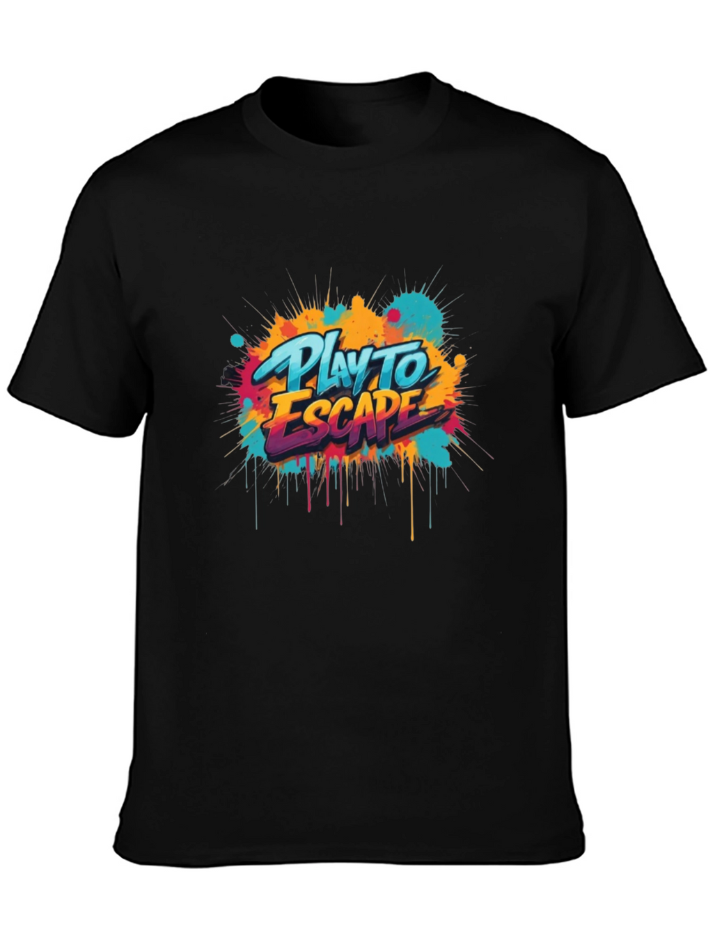Play to Escape Graphic Tee - Black Crewneck T-Shirt