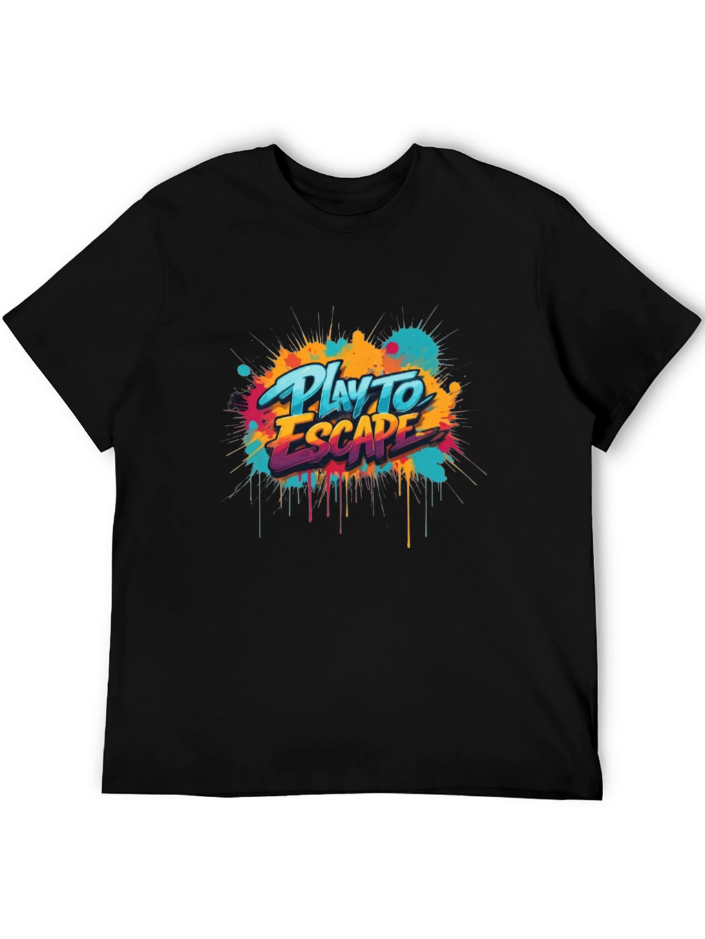 Play to Escape Graphic Tee - Black Crewneck T-Shirt